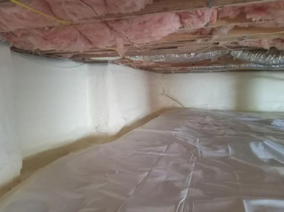Crawl space encapsulation with closed-cell spray foam for Roof Leak Repair in Mount Holly